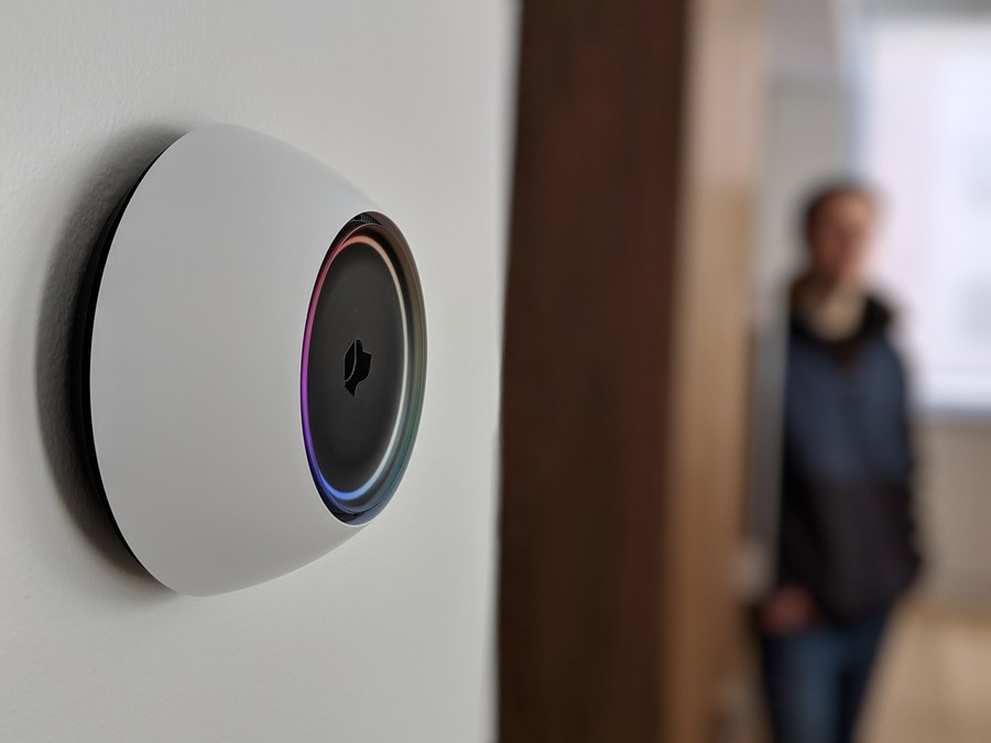 A wall-mounted Josh.ai voice and touch interface. 